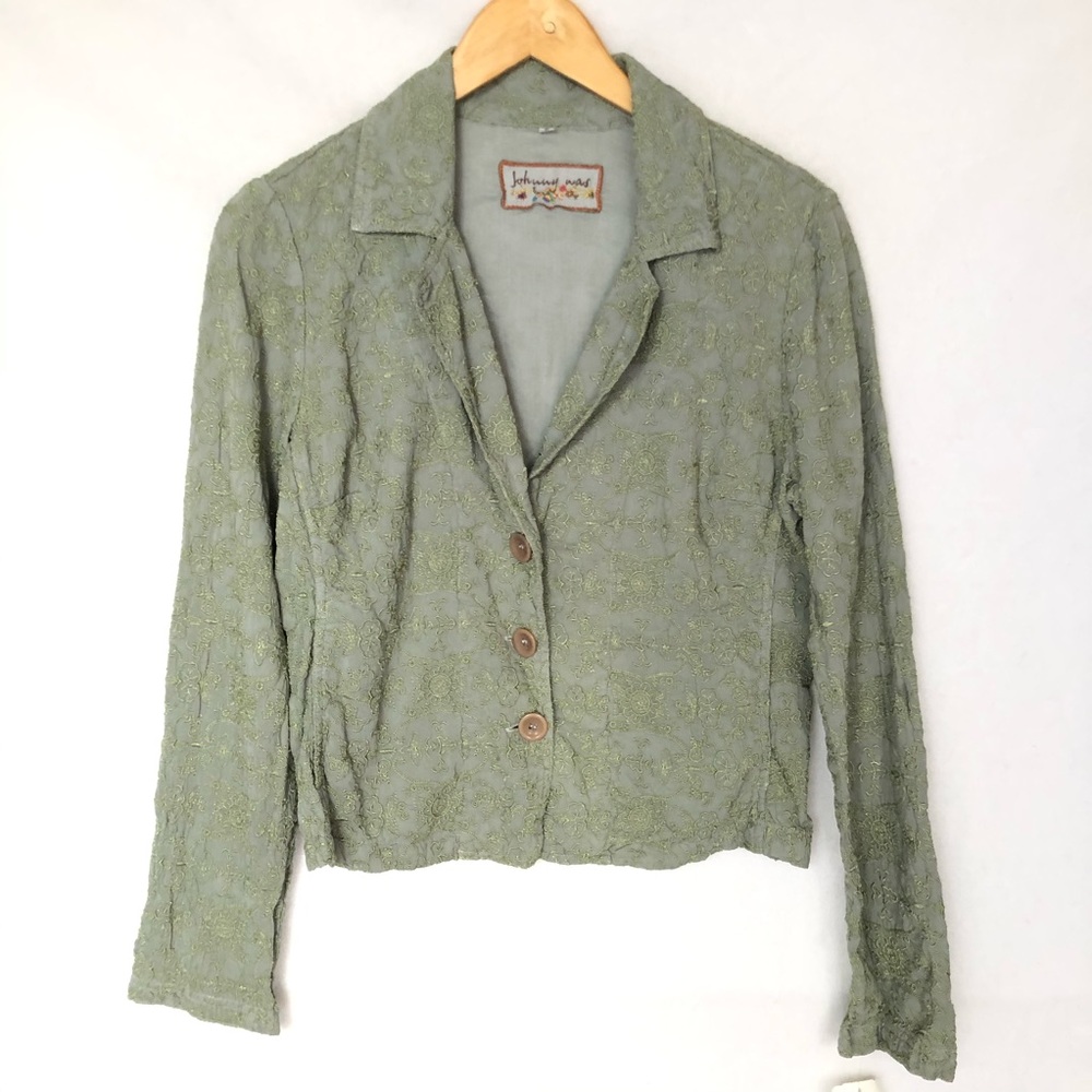 NWT Johnny Was Fully Embroidered Green Blazer S